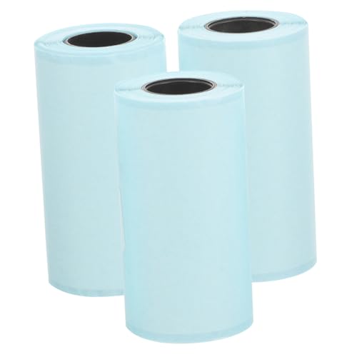 Gatuida 3 Rollen Selbstklebende Etiketten für Thermodrucker Blanko Etikettenpapier für Korrekturen Weiß Blaues Rückpapier für Adressierung und Beschriftung von Gatuida