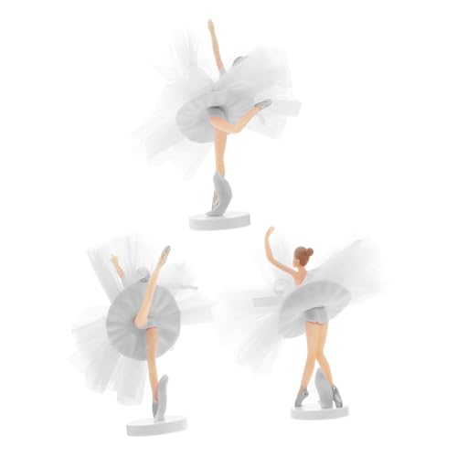 Gatuida 3 Sätze Ballerina Cake Ornament mit Tüllrock Mädchen Tortendeko für Geburtstag Kommunion Hochzeit Langlebige Kuchendekoration für Party und Dessert von Gatuida