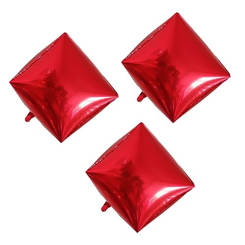Gatuida 3 Stück Ballon Aus Aluminiumfolie Quadratische Luftballons Quadratischer Ballon Aus Aluminium Partyballons Engagement Hintergrund Luftballons Hochzeitsdekoration Würfel Rot von Gatuida