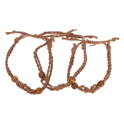 Gatuida 3 Stück Geflochtenes Armband mit Netzgewebe für Schmuckherstellung Handgefertigter Halter für Kleine Steine mit Naturholzperlen von Gatuida