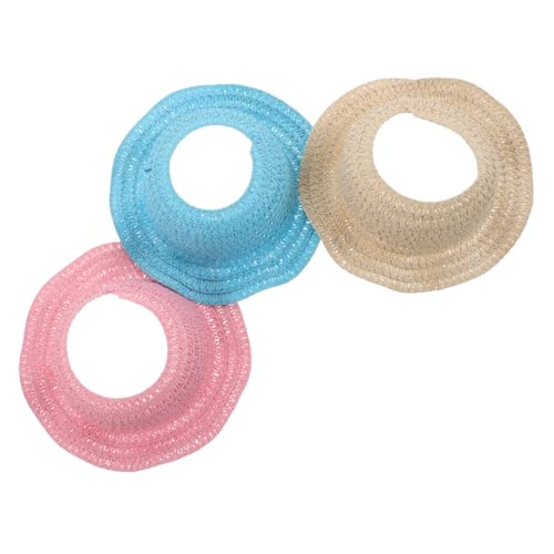 Gatuida 3 Stück Handgefertigte Mini Strohhüte Luftige DIY Puppenhüte mit Offenem Oberteil Stabile Passform Vintage Stil für Puppenkostüm und Dress Up Zubehör von Gatuida