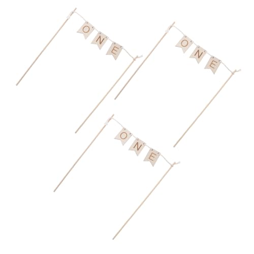 Gatuida 3 Stück Holz Cake Topper Teilig Geburtstag Tortendeko Banner One Rustikale Kuchendekoration Leichtes Einsetzen Stabile Party Supplies für Festliche Feiern von Gatuida