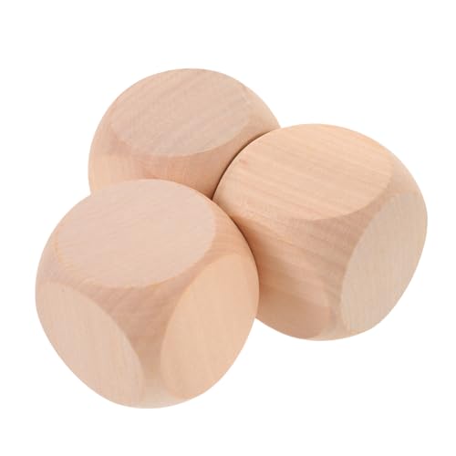 Gatuida 3 Stück Leere Holzwürfel Würfelspiel Leere Würfel unvollendet Spiel Würfel Standard-Spielwürfel Leere Blöcke Craft DIY-Würfel Würfel unfertige Holzwürfel Würfel von Gatuida