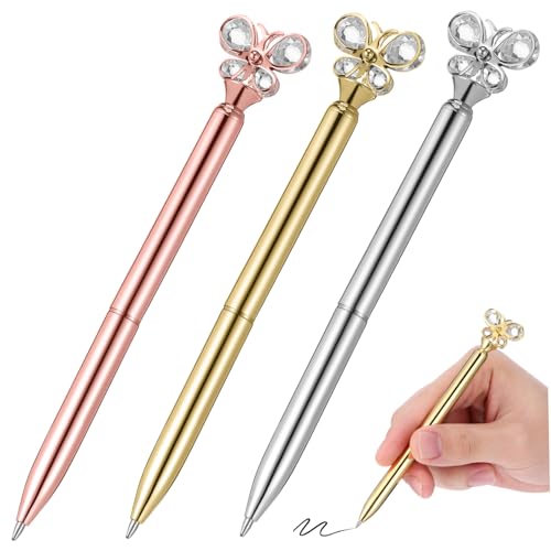 Gatuida 3 Stück Metall Schmetterlingsstift farbig Ball Rose Büro Schreiben drei Schule Gast aus Schreibwaren kugelschreiber Schreibstift von Gatuida