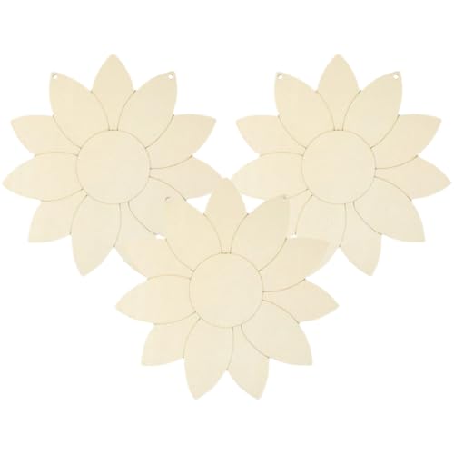 Gatuida 3 Stück Sonnenblumen Holz Cutouts für DIY Malerei Unvollendete Holzverzierungen für Kreative Bastelprojekte und Kinderaktivitäten von Gatuida