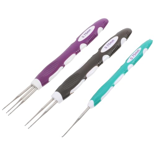 Gatuida 3 Stück Teiliges Dreadlock Häkelnadel Set mit Einzelnen Doppelten und Dreifachen Ergonomischer Griff Vielseitiges Werkzeug für Haarverlängerungen und Dreadlocks von Gatuida