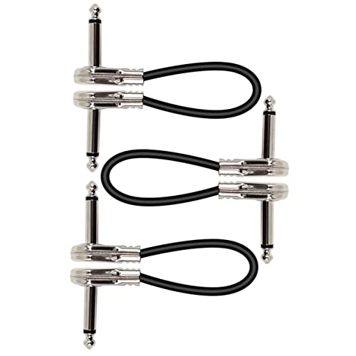 Gatuida 3 Stück Teiliges Gitarren Patchkabel Professionelles Elektrisches Gitarren Effektkabel Silberne Flache Stecker Kompatibel mit Gitarre Bass und von Gatuida