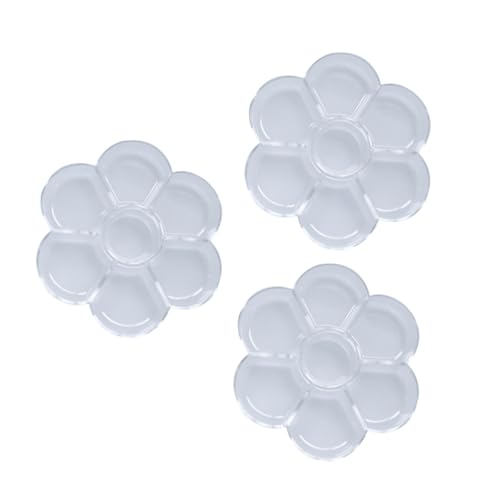 Gatuida 3 Stück Teiliges Plastische Runde Farbmischpalette Pflaumenförmig mit Fächern Transparent Leicht Stapelbar für Professionelle Maler Künstler Schüler und Bastelarbeiten von Gatuida