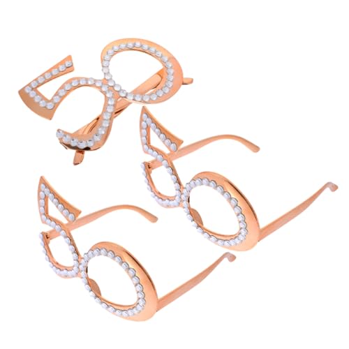 Gatuida 3 Stück Zahlenform Geburtstagsbrille Roségold Leichte Partybrillen für Erwachsene Wiederverwendbar Bequemer Sitz für Jubiläen Fotorequisiten Feierdekoration von Gatuida