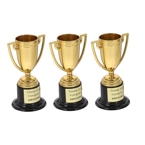 Gatuida Preistrophäen Für Kinder – 3 Mini-trophäen Aus Kunststoff – Goldene Pokal-minitrophäen Für Sport Schule Partygeschenke Klassenzimmerdekoration von Gatuida