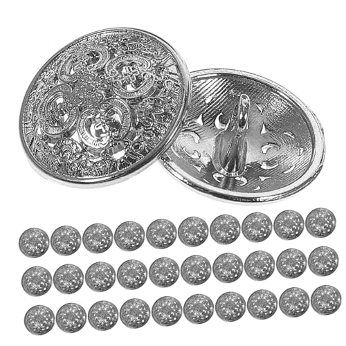 Gatuida 30 Stück Metallknöpfe hohle Jackenknöpfe kleine silberne Knöpfe Nähverschluss Pulloverknopf Tasten Anzüge Knopfnähung Zierknöpfe zum Nähen alte silberne Knöpfe Silberknopf von Gatuida