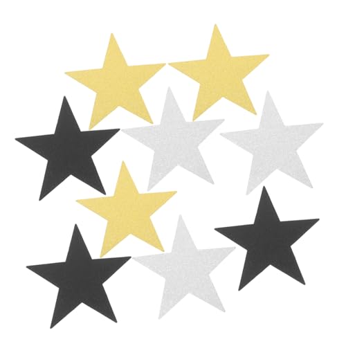 Gatuida 30 Stück Teiliges Glitzerstern Metallic Papier Handgeschnittene Fünf zack sterne in Gold Silber und Schwarz für Partydeko Pinnwand Basteln und Kreative Wandgestaltung von Gatuida