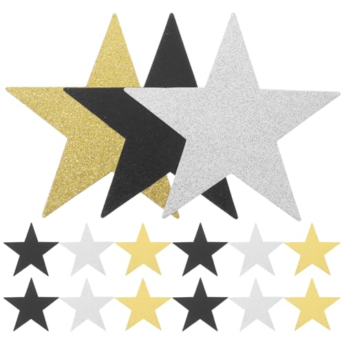 Gatuida 30 Stück Teiliges Glitzerstern papierkonfetti Handgeschnittene Sterne in Gold Silber und Schwarz Funkelnde Basteldekoration für Weihnachtsklassenzimmer Pinnwand Party und von Gatuida