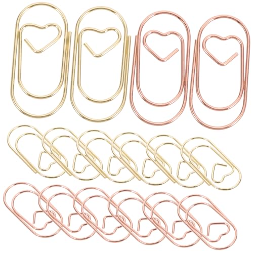 Gatuida 30 Stück Teiliges Herzförmige Büroklammern aus Dekorative Roségold und Goldfarbene Papierclips für Büro Scrapbooking Kalendermarkierung und Dokumentenorganisation von Gatuida