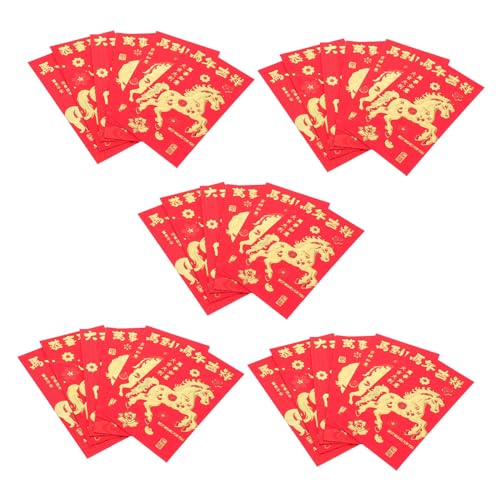 Gatuida 30 Stück Teiliges Rote Umschläge Jahr Des Pferdes Kreative Prägung Traditionelle Chinesische Neujahrsumschläge für Frühlingsfest Glückwunschgeld Hong Bao mit Einzigartigem Design von Gatuida