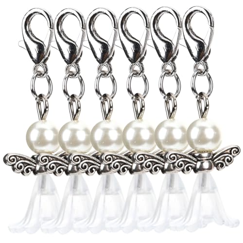 Gatuida 30 Stück Teiliges Schlüsselanhänger mit Engelmotiv Weiße Glasperlen Anhänger Schutzengel Partydeko Gastgeschenke Hochzeit und Geburtstag Mitgebsel von Gatuida