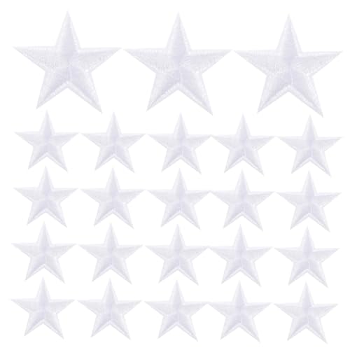 Gatuida 30 Stück Teiliges Stern Bügelbild mit Glitterkante Weiße Stern Applikationen zum Aufbügeln und Annähen DIY Textil Patches für Kleidung Schuhe Taschen und Bastelprojekte von Gatuida