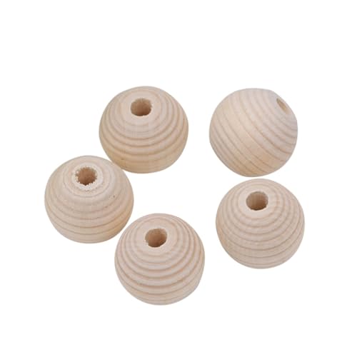 Gatuida 30 Stück Teiliges Unvollendeter Naturbelassener Holzperlen mit Gewindestruktur Leicht Auffädelbar für DIY Schmuckherstellung für Bastelprojekte und Kreative Armbänder von Gatuida