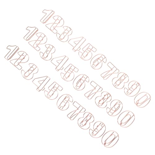 Gatuida 30 Stück Zahlen Förmige Metall Papierklammern in Roségold Kreative Büroklammern für Dokumente Organisieren von Notizen und Scrapbooking Designs pro Zahl von Gatuida