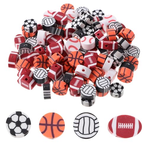 Gatuida 300 Stück Teiliges Sport Perlen Distanzperlen aus langlebigem Polymer Glatte Oberfläche für DIY Schmuckherstellung Armbänder Halsketten und Schlüsselanhänger Gemischte Stile von Gatuida