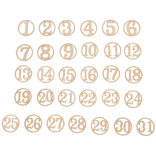 Gatuida 31-teiliges Holznummern-Ornament: 1–30, unvollendete Zahlenverzierung – bemalbare Holzstücke – runde, leere Scheiben für selbstgemachte Anhänger, Erntedankfest, Advent, Neujahr Gatuida 31-teiliges Holznummern-Ornament: 1–30, unvollendete Zahlenverzierung – bemalbare Holzstücke – runde, leere Scheiben für selbstgemachte Anhänger, Erntedankfest, Advent, Neujahr von Gatuida