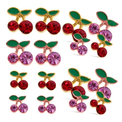 Gatuida 32 Stück Teiliges Nail Charms Kirschform Kleine Strasssteine Gold und Roségold Pinke Glitzersteine für Nail Art Diy Glänzende Nageldekoration für Natürliche und Künstliche Nägel von Gatuida