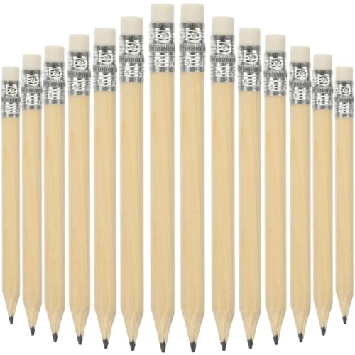 Gatuida 35 Stück Mini Holzbleistifte mit Radiergummi Kurze Golfbleistifte für Vorschulkinder und Künstler Naturbelassene Farbe für Schule und Freizeit von Gatuida
