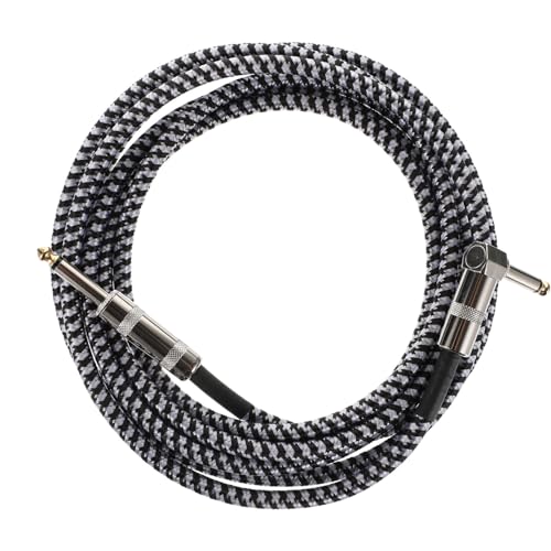 Gatuida 3M Geflochtenes Gitarrenkabel mit Rechtwinkligem und Geradem Stecker Langlebiges Pro Audio Kabel für Gitarre und Lautsprecher für Live Einstellungen von Gatuida