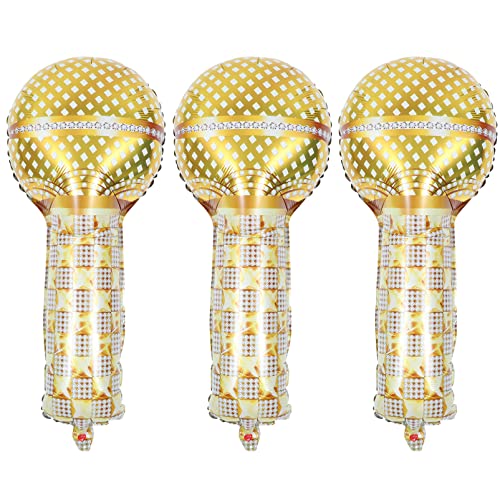 Gatuida 3Stücke Aufblasbare Mikrofonballons für Partydekoration Lustige Disco Requisiten aus Langlebigem Aluminiumfolie Deko für Musikfestivals und Retro Events von Gatuida