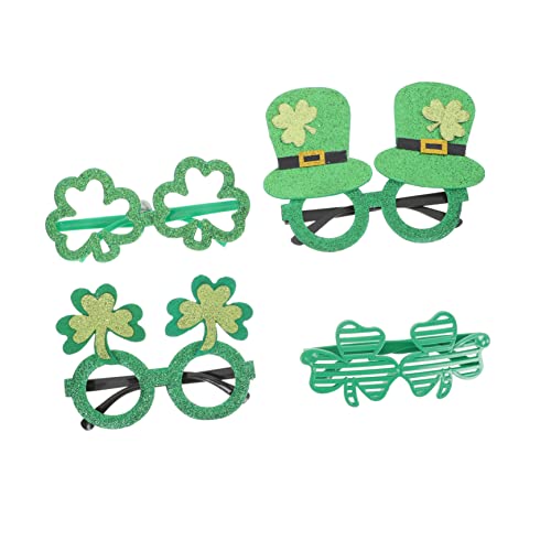 Gatuida 4 Paare Teiliges Patrick's Day Brillen mit Kleeblatt Design Leichte Partybrillen als Fotorequisiten Grüne Irische Festtagsdeko für Fasching und Kostümzubehör von Gatuida
