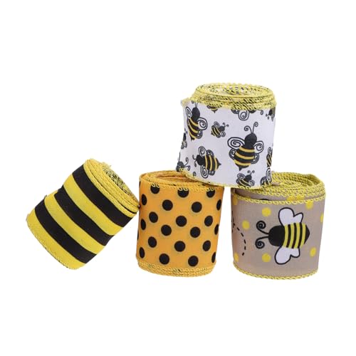 Gatuida 4 Rollen Dekorative Polyester Bänder mit Bienenmuster Breit Lang Vielseitig Einsetzbar als Geschenkverpackungsband Scrapbooking und Bastelmaterial für DIY Accessoires Gatuida 4 Rollen Dekorative Polyester Bänder mit Bienenmuster Breit Lang Vielseitig Einsetzbar als Geschenkverpackungsband Scrapbooking und Bastelmaterial für DIY Accessoires von Gatuida