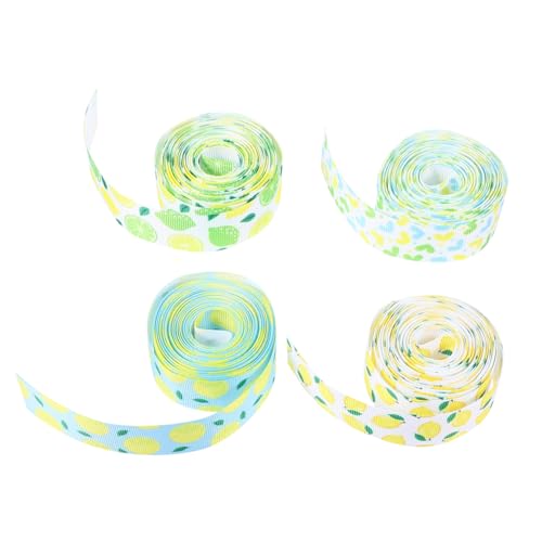 Gatuida 4 Rollen Polyester Geschenkband mit Zitronen motiv Dekoratives Verpackungsband zum Basteln Schleifenbänder für DIY Haarschleifen und Partydekoration Langlebig und Farbecht von Gatuida
