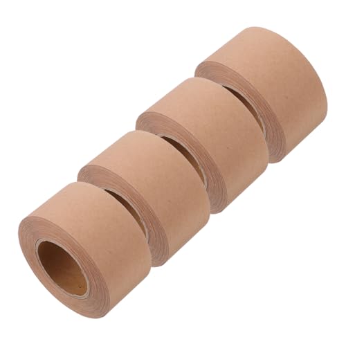 Gatuida 4 Rollen Wasseraktiviertes Papierband Handwerkspapierband Versandklebeband wasseraktiviertes Klebeband Kartonband Packband aus Kraft Hochleistungs- Kraftpapier Hellbraun von Gatuida