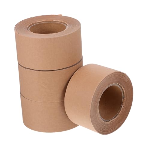 Gatuida 4 Rollen Wasseraktiviertes Verpackungsband Verstärktes Beschreibbares Kraftpapier Selbstklebend Temperaturbeständig zum Sicheren Versiegeln von Versandkartons und Umzugskartons von Gatuida