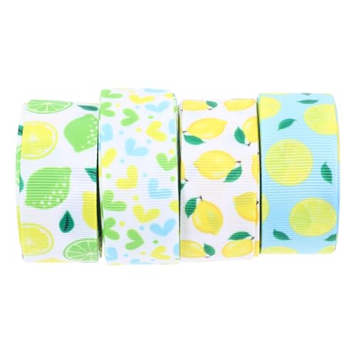 Gatuida 4 Rollen Zitronen Geschenkband Polyester Schleifenband für DIY Geschenkverpackung Partydeko Bastelzubehör von Gatuida