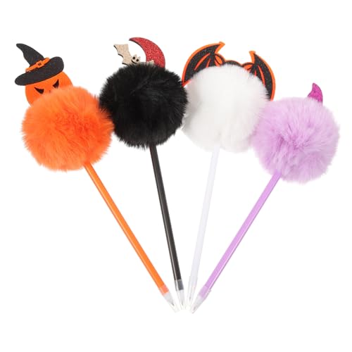 Gatuida 4 Stück Halloween Kugelschreiber mit Bat Kürbis-motiv Weiche Plüschköpfe Glatte Tinte Kreative Partyartikel und Geschenkidee für Bastelfans von Gatuida