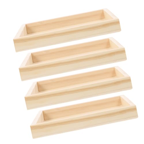 Gatuida 4 Stück Holztabletts Unbehandelte Serviertabletts für Puzzle und Spielzeugaufbewahrung Stabile Holzstruktur für DIY Projekte und Heimdekoration von Gatuida