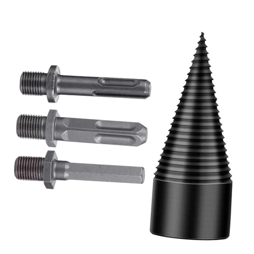 Gatuida 4 Stück Teiliges Holzspalter bohrkegel set mit Vierkant Rundschaft Gehärteter Holzspaltbohrer für Bohrmaschine Verschleißfest Schneller Brennholzspalter für Haushalt Camping und Gatuida 4 Stück Teiliges Holzspalter bohrkegel set mit Vierkant Rundschaft Gehärteter Holzspaltbohrer für Bohrmaschine Verschleißfest Schneller Brennholzspalter für Haushalt Camping und von Gatuida