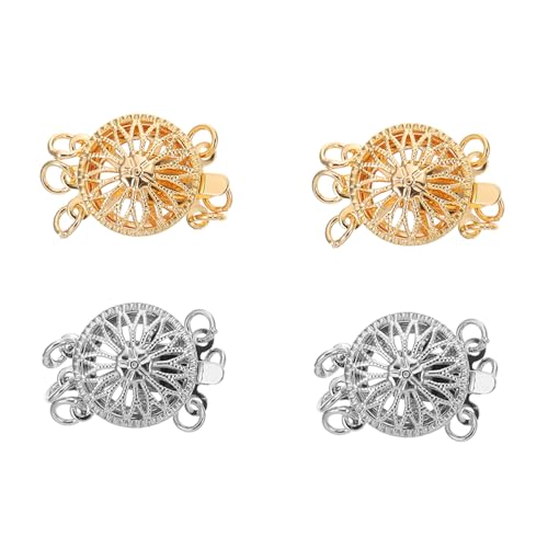Gatuida 4 Stück Teiliges Multi Strang Schmuckverbinder Mehrschichtige Armband und Halskettenverschlüsse Langlebige Sichere Metallverschlüsse in Weißgold und Gold für DIY von Gatuida