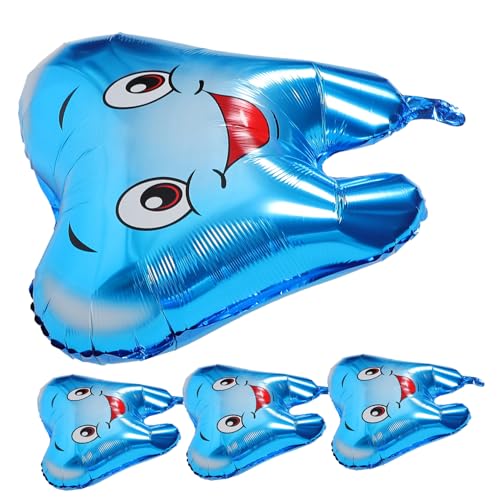 Gatuida 4 Stück Zahnballon Zahnparty Babyparty -Dekorationen erster Zahn geformte Luftballons Oh Babypartyballon Babyparty-Ballondekoration Zahn Ballon Ballonzahn Aluminiumfolie Blau von Gatuida