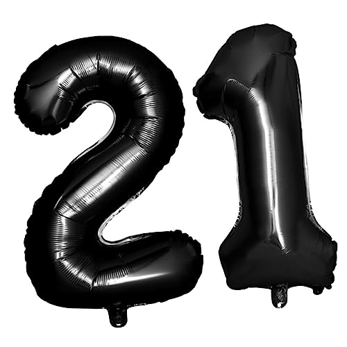 Gatuida 40 21 Partyballons 21 Ballonnummern Ballons Masse zahlenluftballons zahlenballon luftballone ballongas wasserballons gasballon hochzeitsdeko Nummernballons schwarz Jubiläumsballons von Gatuida