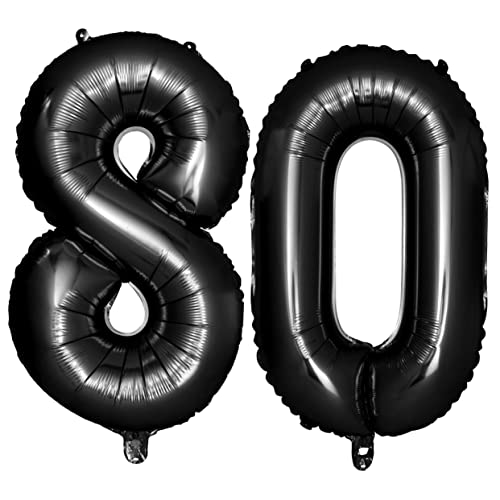 Gatuida 40 80 Jubiläumsballons zahlenluftballons zahlenballon balloons Partyzubehör gebutagsdeko geburtstagsdekoration ballongas ballonie Nummernballons schwarz Partyballons Folienballons von Gatuida