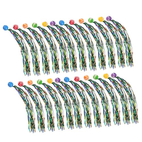 Gatuida 40 Stück Bouncy Balls mit Bunten Schweifen Kleine Elastische Plastikbälle für Tragbares zur Handkoordination und Fingerfertigkeit als Partygeschenke und Mitgebsel von Gatuida