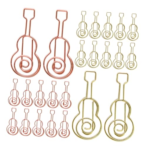 Gatuida 40 Stück Teiliges Gitarren Büroklammern aus Robustem Metall Kreative Gitarrenform Farblich Sortiert in Gold und Roségold Praktische und Ästhetische Lesezeichen für Büro Schule und von Gatuida
