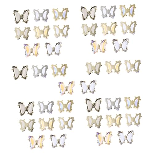 Gatuida 40 Stück Teiliges Schmetterling Nail Charms aus Funkelnden Kristallen für Kreative Nagelkunst mit Champagner Effekten Langlebig und Vielseitig für Nagel DIY dekoration von Gatuida