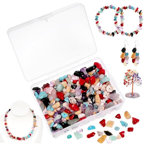 Gatuida 400 Stück Edelsteinperlen Ca Irreguläre Steinperlen für DIY Schmuck Armbänder und Handwerksperlen für Kreative Projekte für Sicheres Basteln von Gatuida