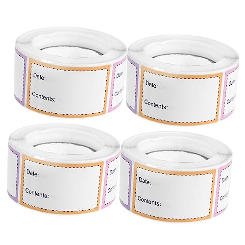 Gatuida 4Rollen Lebensmitteletiketten Aufkleber Abnehmbare Etiketten für Gläser und Vorratsdosen Selbstklebend für Tiefkühlware und Lebensmitteldatierung Praktisch von Gatuida