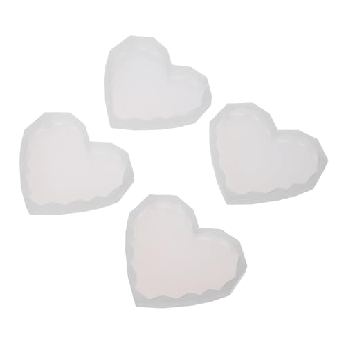 Gatuida 4Stücke Herzförmige Silikonform DIY Untersetzer Gießform Flexiblem Silikon für Dekorationen und Langlebig und Einfach zu Reinigen von Gatuida