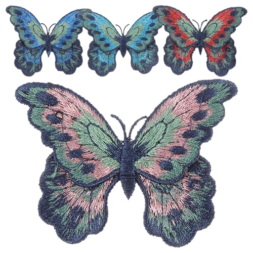 Gatuida 4Stücke Schmetterlings Bügelpatches Bunte für DIY Dekoration und Reparatur von Kleidung Rucksäcken Taschen Schuhen und von Gatuida