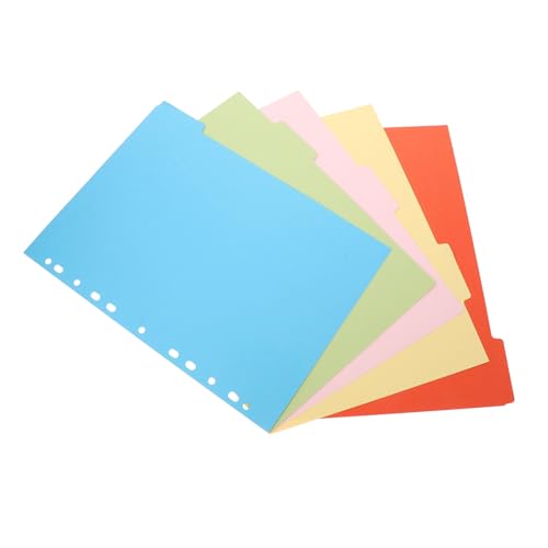 Gatuida 5 Blätter Teiliges Ordner Trennblätter Abnehmbare Bunte Seitentrenner für Ringbuch Langlebige Papier Registerkarten für Notizbuch und Büroorganisation von Gatuida